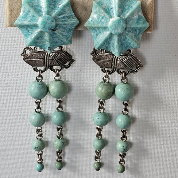 RARE! Autentic 1988 Stephen Dweck Sterling Silver Turquoise Clip on Earrings! - Picture 7 of 8